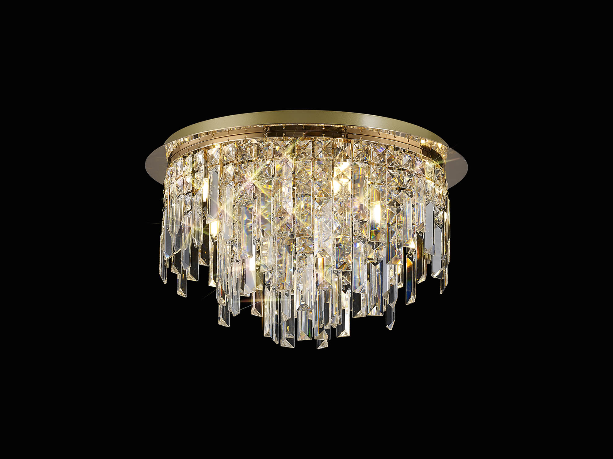 Maddison French Gold Crystal Ceiling Lights Diyas Flush Crystal Fittings